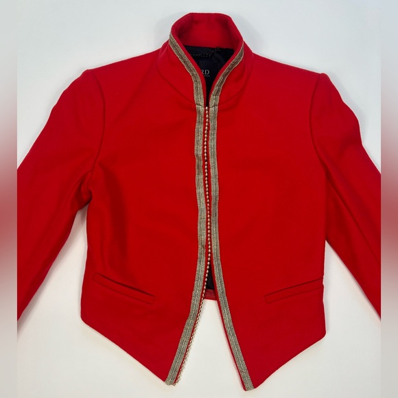 Juicy Couture Jacket Blazer Red Cropped Military Style Asymmetrical Coat Y2K Top - Picture 6 of 17
